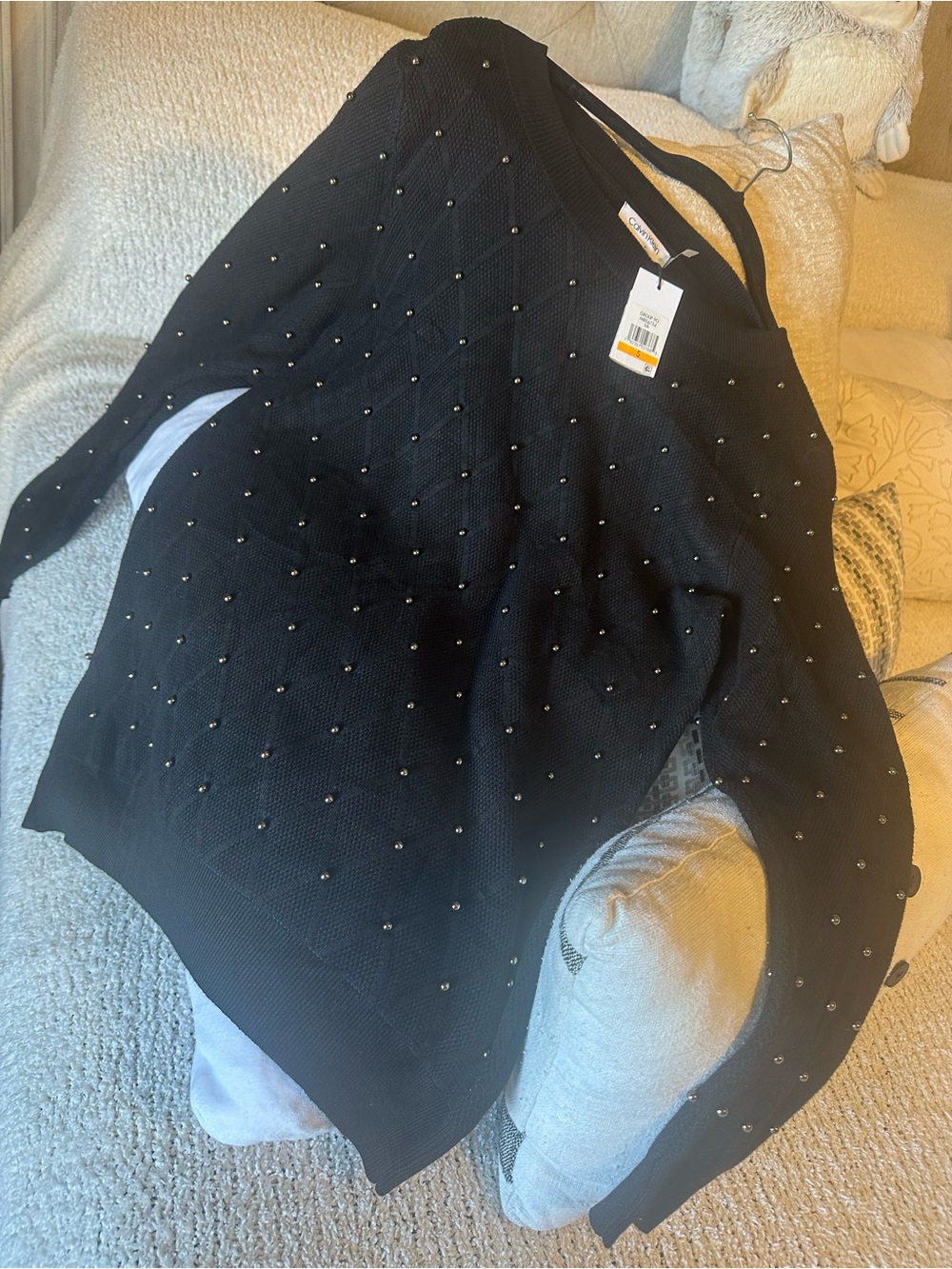 Calvin Klein Black Embellished Crewneck Sweater